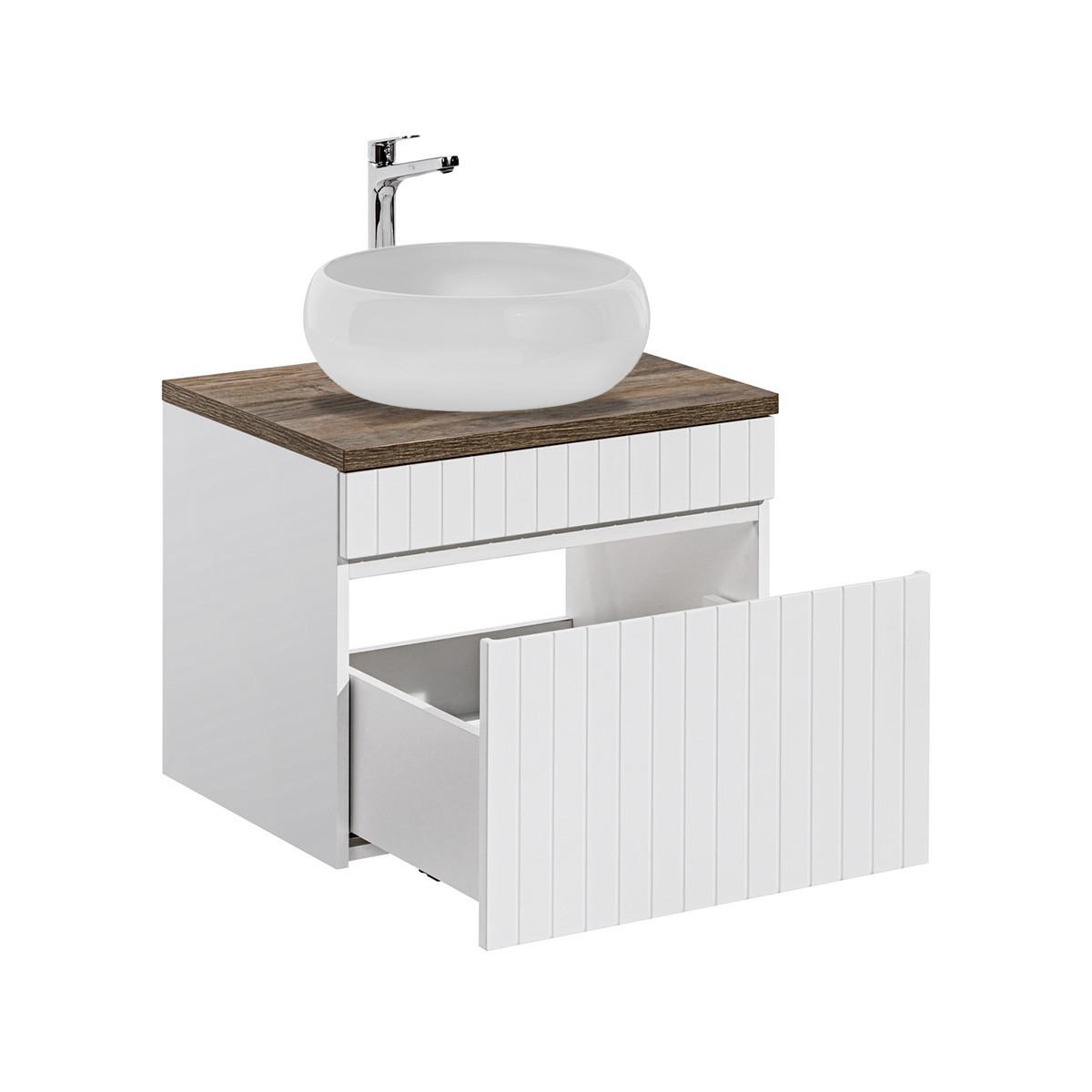 BADMÖBEL 60cm Zelie 2er-Set Weiß - Weiß, Holzwerkstoff (60/48/46cm) - Petits-meubles