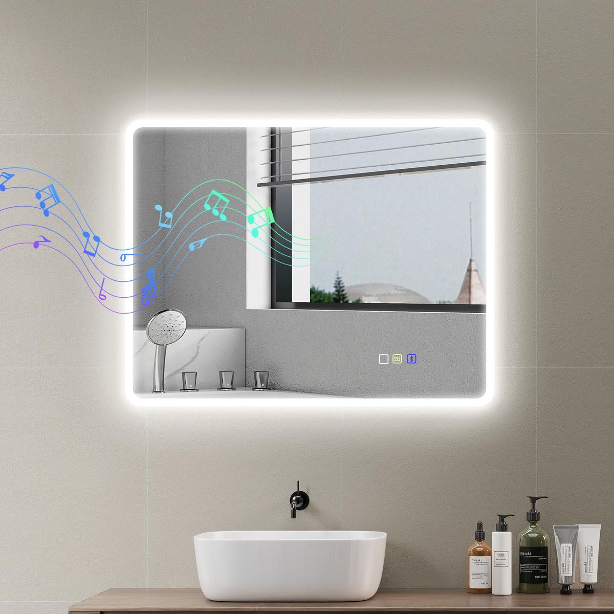 BADSPIEGEL Gehärtetes Glas Silber - Silberfarben, Glas (3.5/70/90cm) - HOMCOM