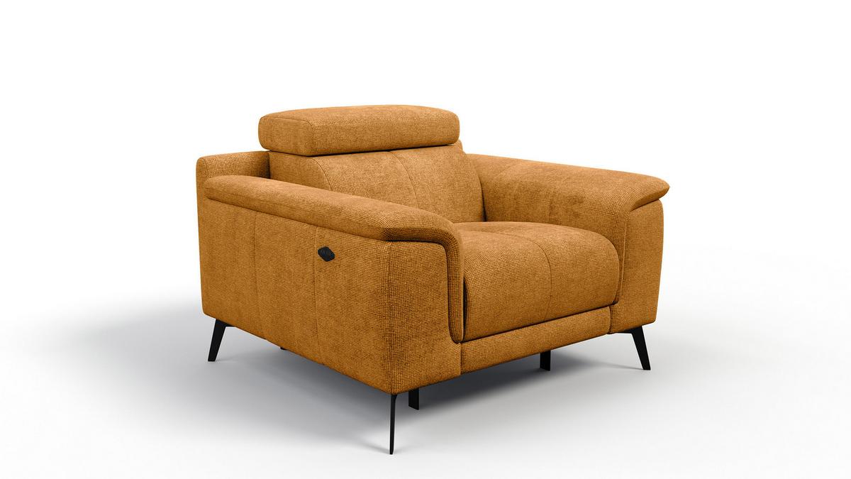 SESSEL FIERO mit Relaxfunktion, orange - Schwarz/Orange, Holzwerkstoff/Textil (114/82/103cm) - Wozimo