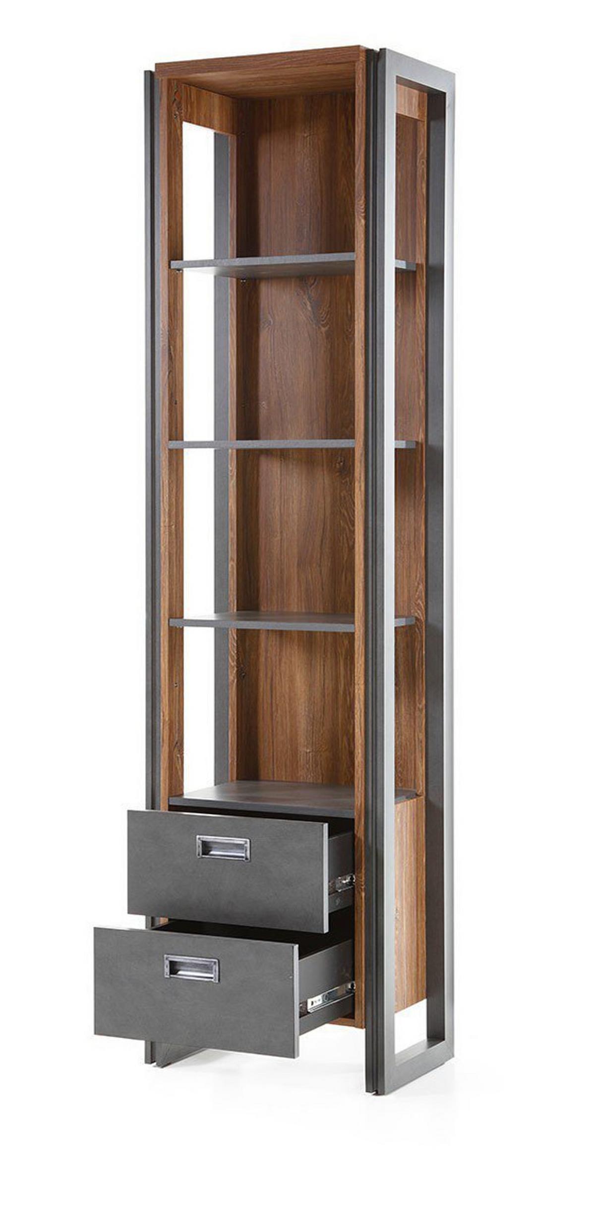 BADMÖBEL-SET 3-teilig Eiche Stirling, Matera grau, Badkombination 140 x 205 cm - Eichefarben/Silberfarben, Holzwerkstoff/Metall (140/205/40cm) - Furn.Design