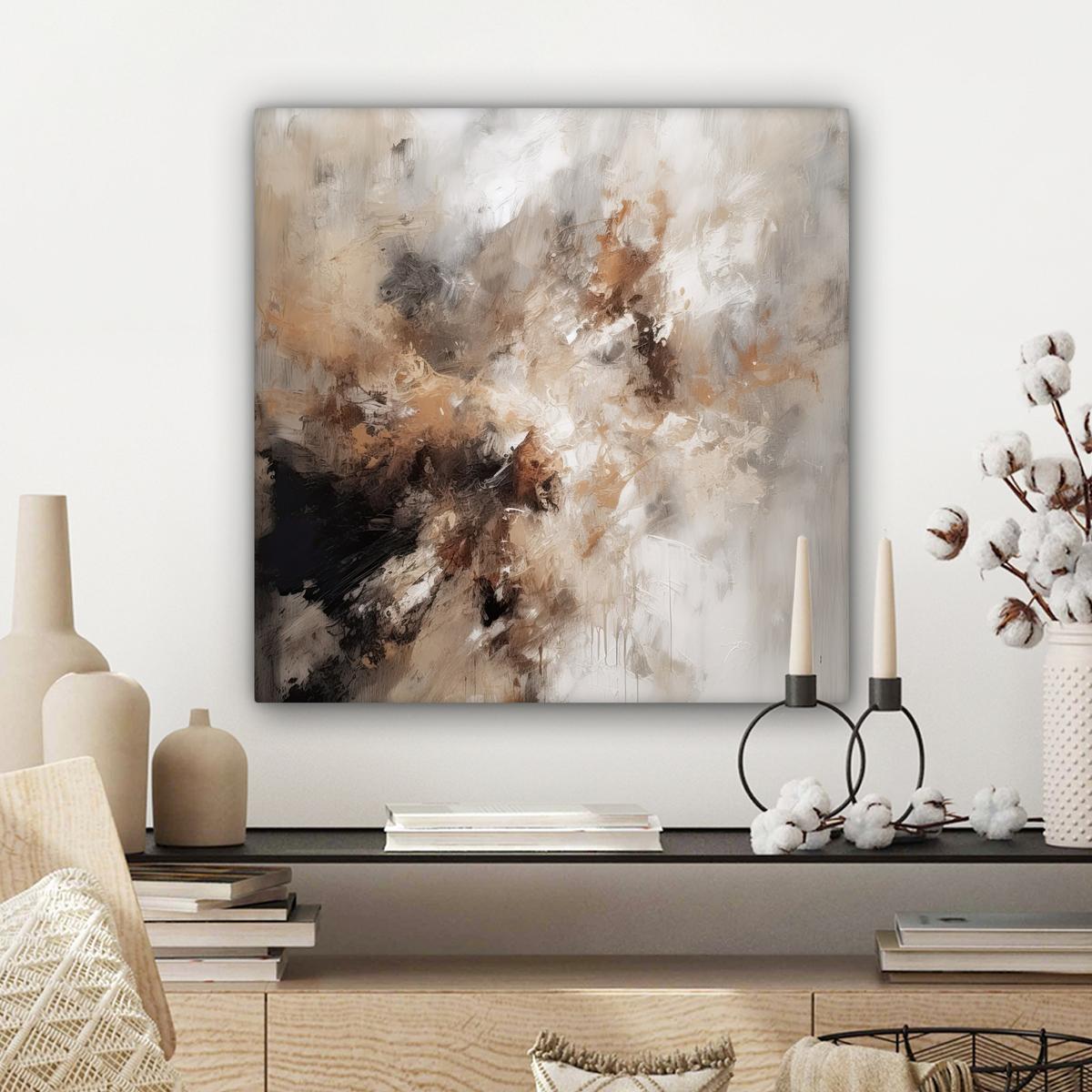 LEINWANDBILD Farbe - Abstrakt - Beige - Kunst Wandbild Wohnzimmer 50x50 cm - Greige, Textil (50/50cm) - MuchoWow