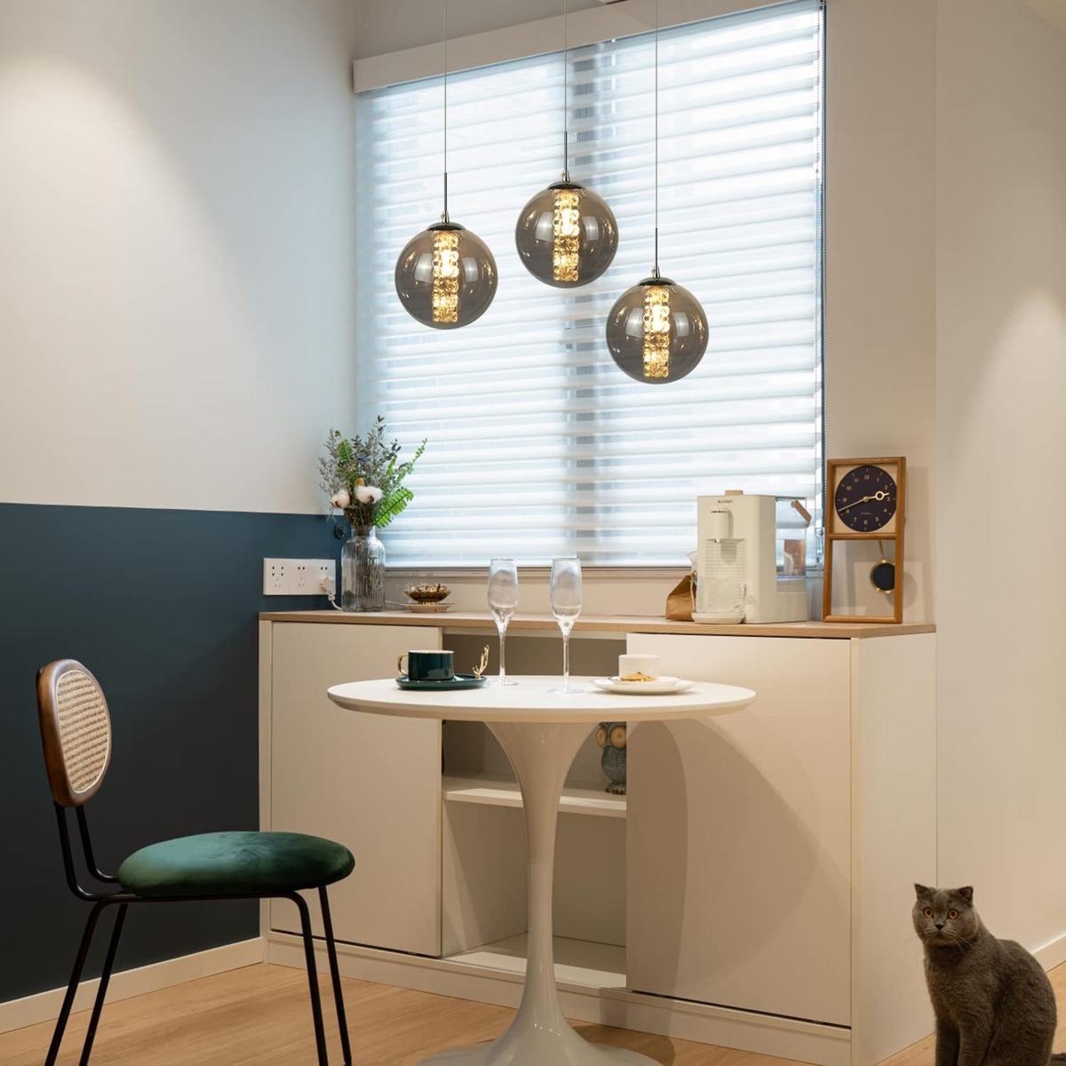 LED-HÄNGELEUCHTE Flamjarl 30/150/30 cm - Grau, Glas (30/30/150cm) - ZMH