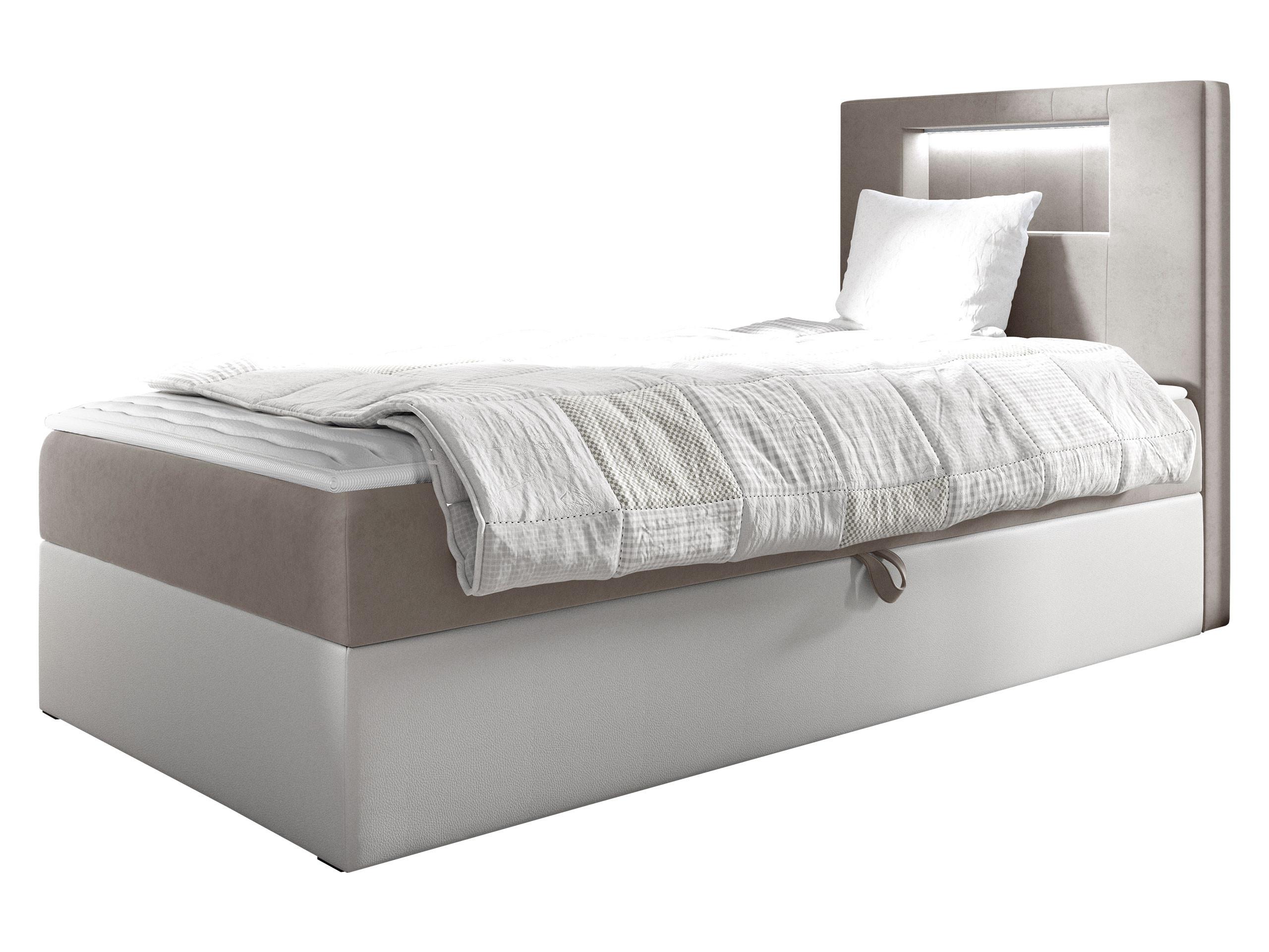 BOXBETT Gold Junior 1, Seite zum Öffnen des Bettkastens: Rechts - H3 - Creme/Weiß, Holz (90/200cm) - MIRJAN24