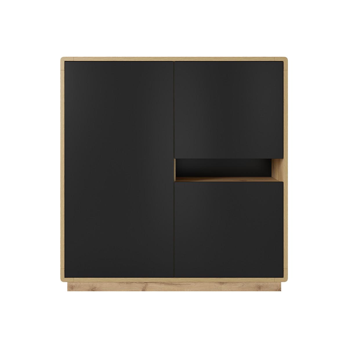 SIDEBOARD Raven Mattschwarz und Holz - Schwarz, Holzwerkstoff (121/126/40cm) - Petits-meubles