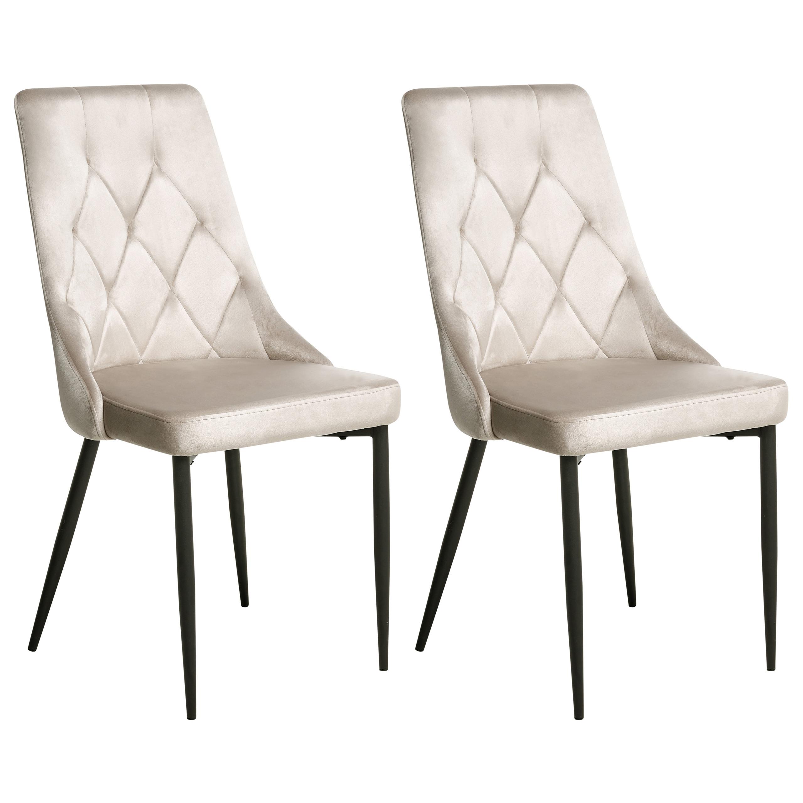 ESSZIMMERSTUHL 2er-Set Samtstoff Beige Avenir - Beige, Textil (49/95/60cm) - Beliani