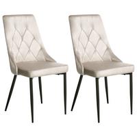 ESSZIMMERSTUHL 2er-Set Samtstoff Beige Avenir - Beige, Textil (49/95/60cm) - Beliani
