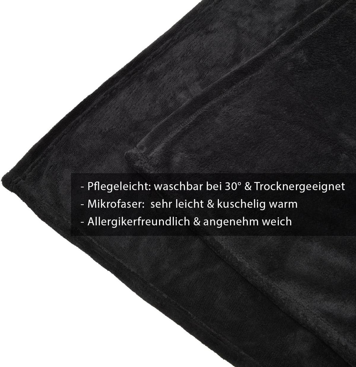 DECKE Aurelia 150/200 cm Schwarz - Schwarz, Textil (200/150cm) - Beautissu 