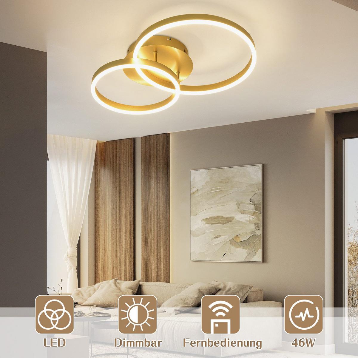 LED-DECKENLEUCHTE Macarthur 30/40/24cm - Goldfarben, Metall (40/30/24cm) - Nettlife