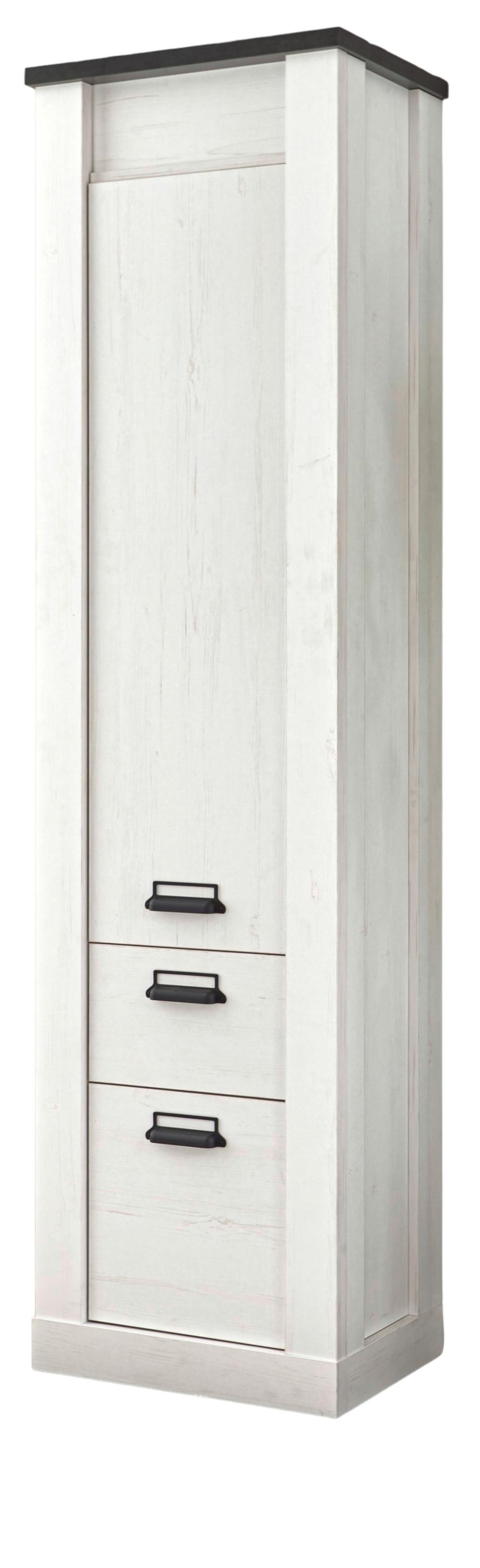 STAURAUMSCHRANK weiß Pinie, anthrazit, Landhaus, Mehrzweckschrank 51 x 201 cm - Anthrazit/Weiß, Holzwerkstoff/Metall (51/201/38cm) - Furn.Design