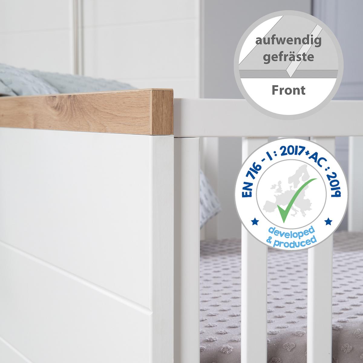 BABYBETT Nele 70 x 140 cm - Weiß, Holzwerkstoff (70/140cm) - Roba