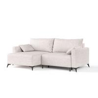 ECKSOFA NUVIO mit Schlaffunktion Hellbeige im Neve Stoff - Sandfarben/Schwarz, Holz/Holzwerkstoff (239/148cm) - AltaBeds