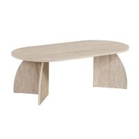 COUCHTISCH mit ovaler Tischplatte und geschwungenen Beinen 120/60/40 cm - Beige, Holzwerkstoff (6.8/60/40cm) - Calicosy