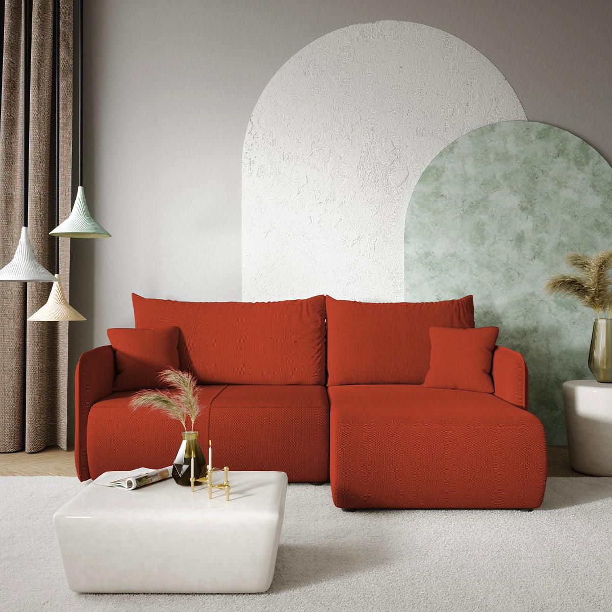 ECKSOFA Claudio 3 Sitzplätze Bordeaux - Rot, Holz (207/148cm) - Petits-meubles