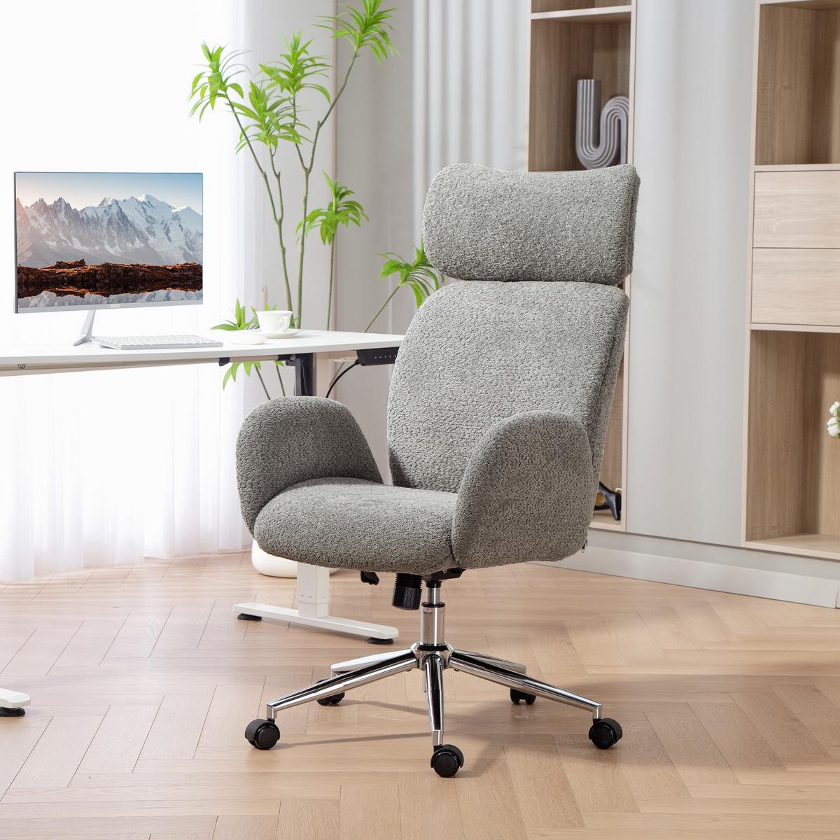BÜROSTUHL Polyester Dunkelgrau - Dunkelgrau/Silberfarben, Textil/Metall (65/123/75cm) - HOMCOM