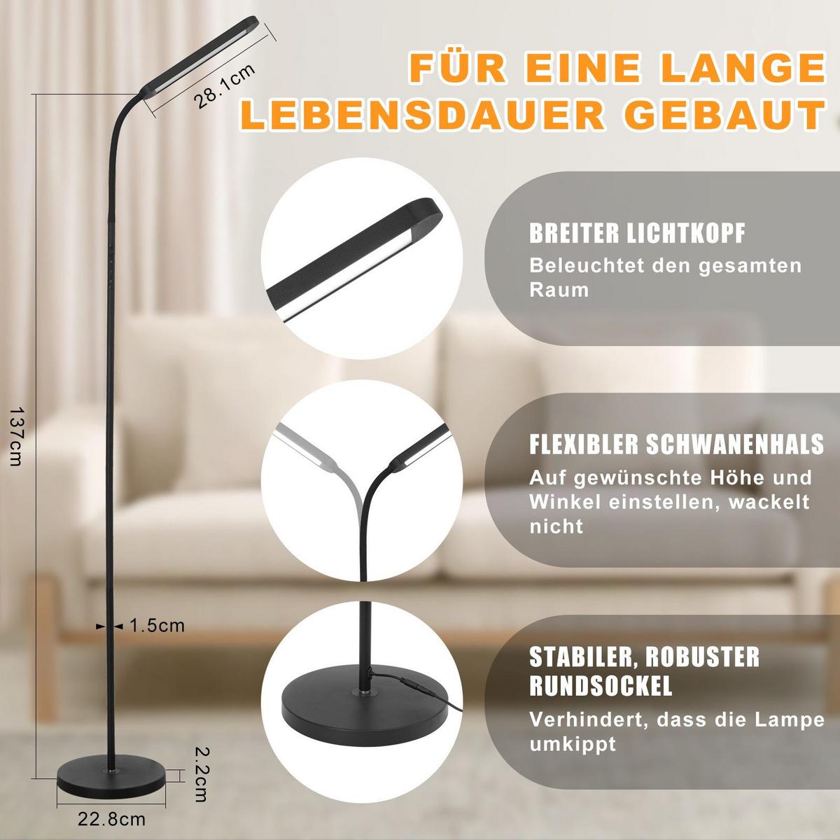 LED-STEHLAMPE Yanchus 137.1/6/22.8cm - Schwarz, Metall (137.1/6/22.8cm) - Nettlife