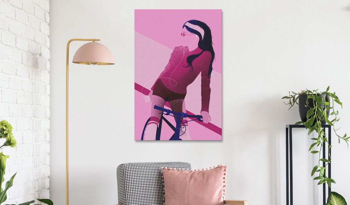 KUNSTDRUCK Rosa 40/60 cm - Pink/Schwarz, Textil (40/60cm) - KUNSTLOFT