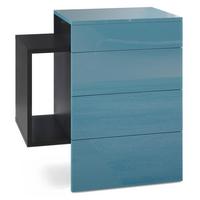 NACHTTISCH Queens Front in Petrol Hochglanz - Petrol, Holzwerkstoff (60/63/36cm) - Vladon