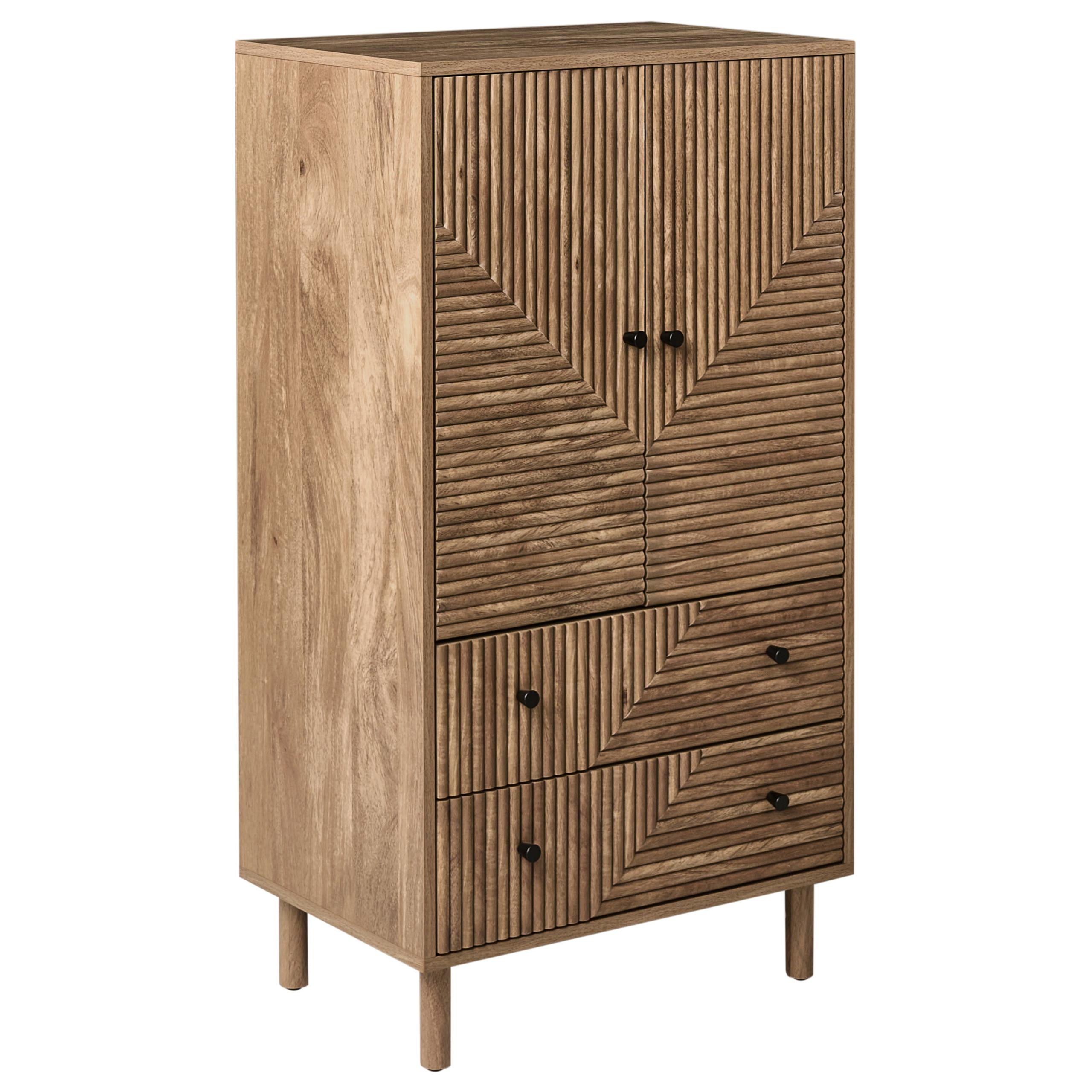 SCHRANK Hellbraun Ronge - Hellbraun/Braun, Holz/Holzwerkstoff (60/110/40cm) - Beliani