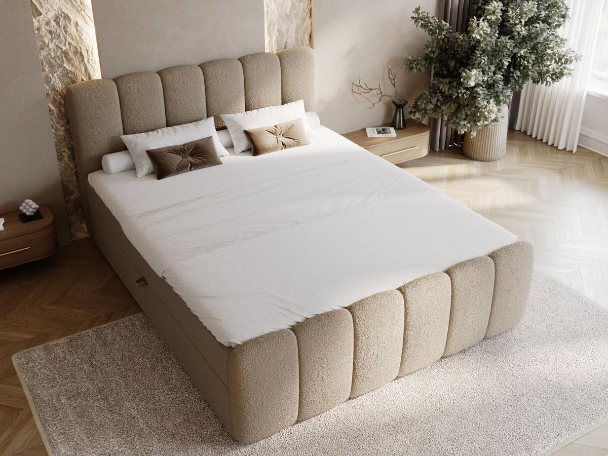 BOXBETT Cloud 140x200 Bouclé-Stoff Braun - Braun, Holz/Textil (140/200cm) - Graingold