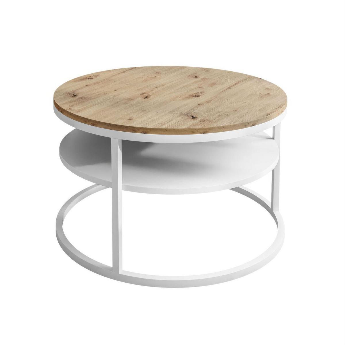 COUCHTISCH CIRI SLIM mit Regal Eichenholz Artisan - Weiß, Holzwerkstoff (60/60/42cm) - Lookway