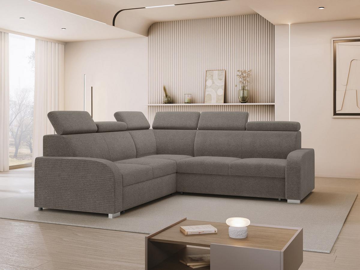ECKSOFA Oslo 2rR2p - Silberfarben/Braun, Holz/Kunststoff (250/250cm) - MIRJAN24
