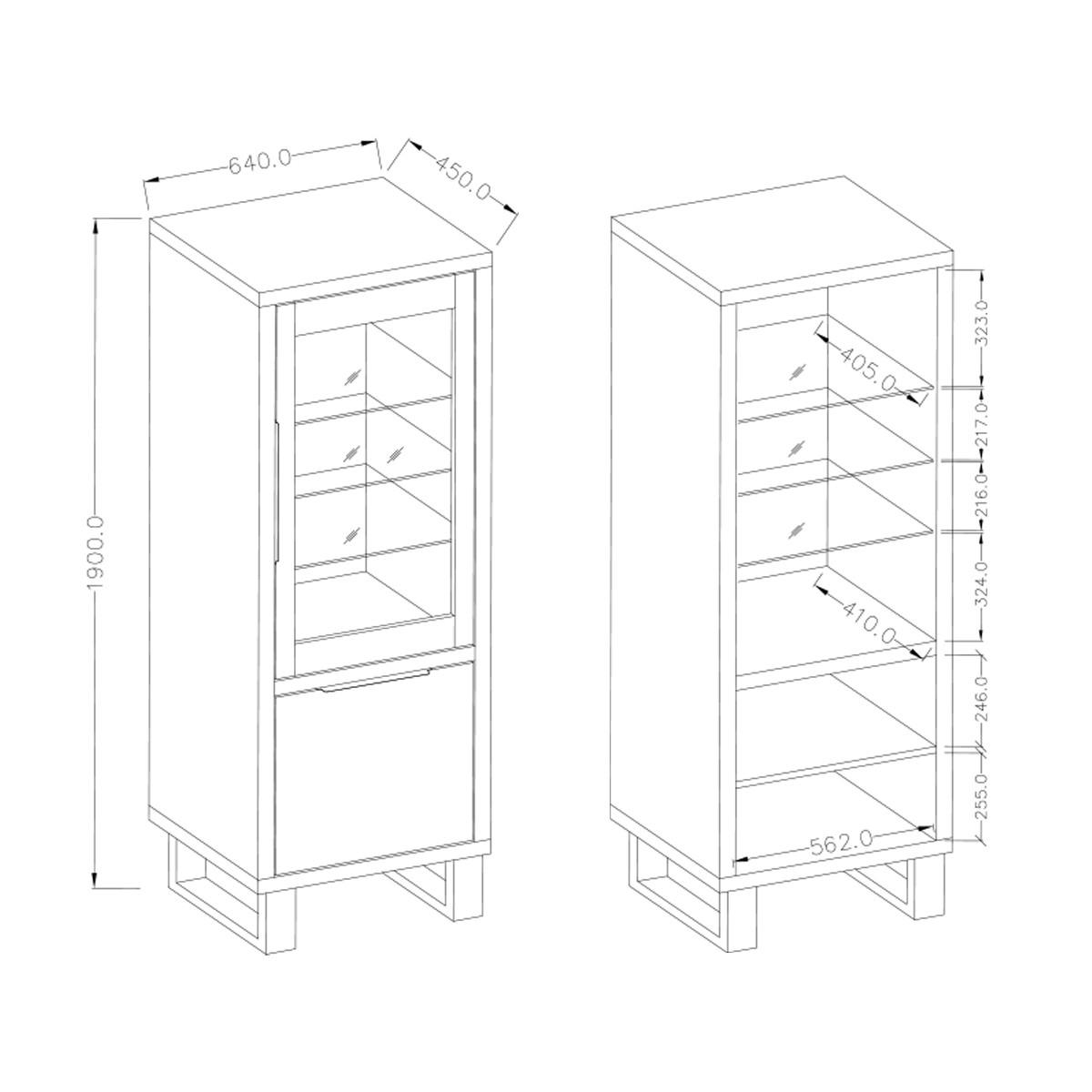 VITRINE Eden Holz und Metall - Braun, Holzwerkstoff (64/190/45cm) - Petits-meubles
