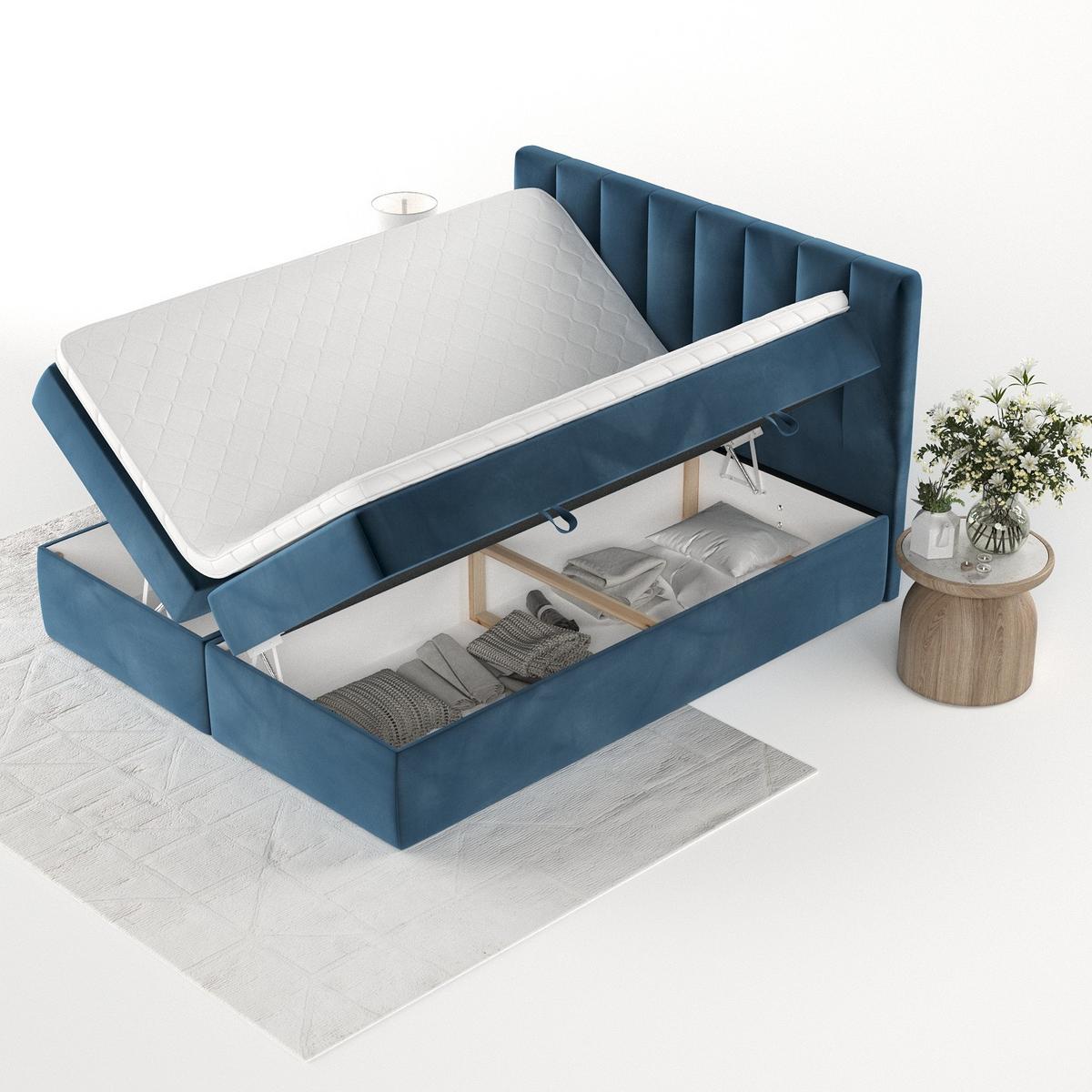 BOXBETT Bari 140/200 cm Dunkelblau im Kronos Stoff - Dunkelblau, Holz/Holzwerkstoff (140/200cm) - AltaBeds