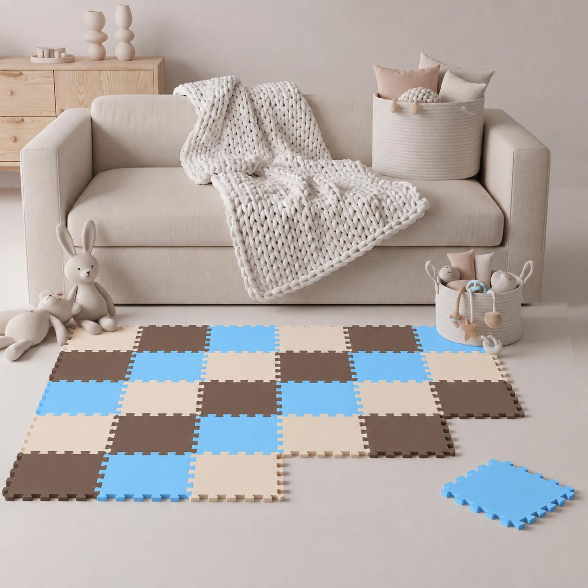 SPIELMATTE ab Null - 270/90 cm Puzzlematte Beige - Multicolor, Kunststoff (30/30cm) - Littletom