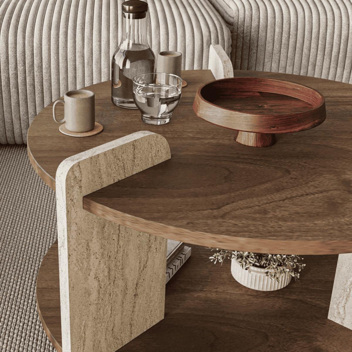 COUCHTISCH mit doppelplatte 70/70/45 cm - Dunkelbraun, Holzwerkstoff (70/70/45cm) - Calicosy