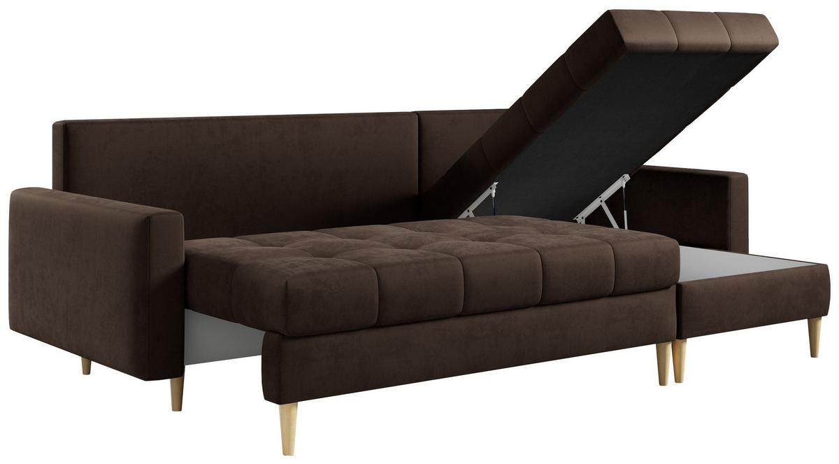ECKSOFA Astra Braun Velvet - Braun, Holz/Textil (220/140cm) - MKS