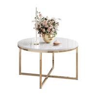 COUCHTISCH CIRI-X mit vergoldeter Basis - Goldfarben/Weiß, Holzwerkstoff (70/70/45.6cm) - Lookway
