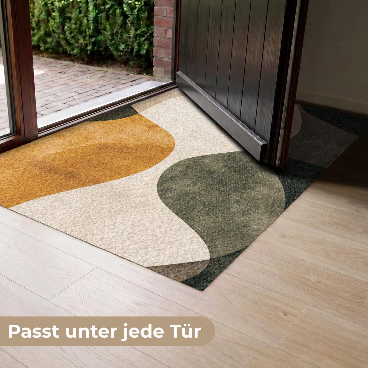 FUSSMATTE Formen - Ockergelb - Abstrakt Flurteppich 120x80 cm - Multicolor, Kunststoff (120/0.4cm) - MuchoWow
