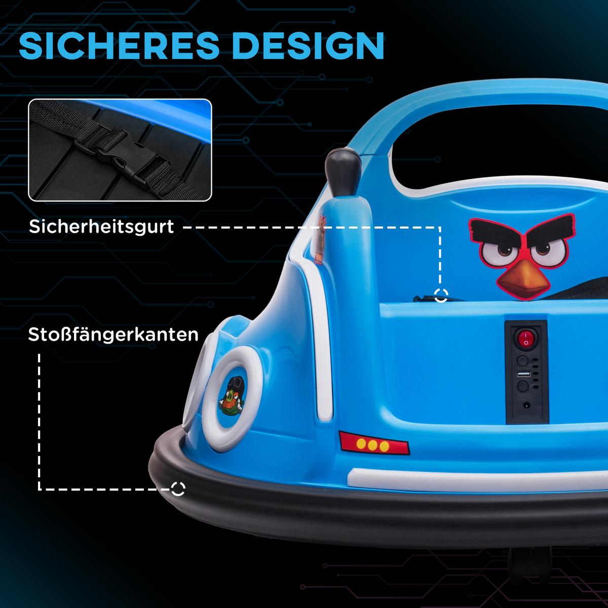 12V Kinder Autoscooter mit 2,4 G Fernbedienung, Elektro Bumper mit Musik Blau - Blau, Kunststoff (73/73/44cm) - AIYAPLAY