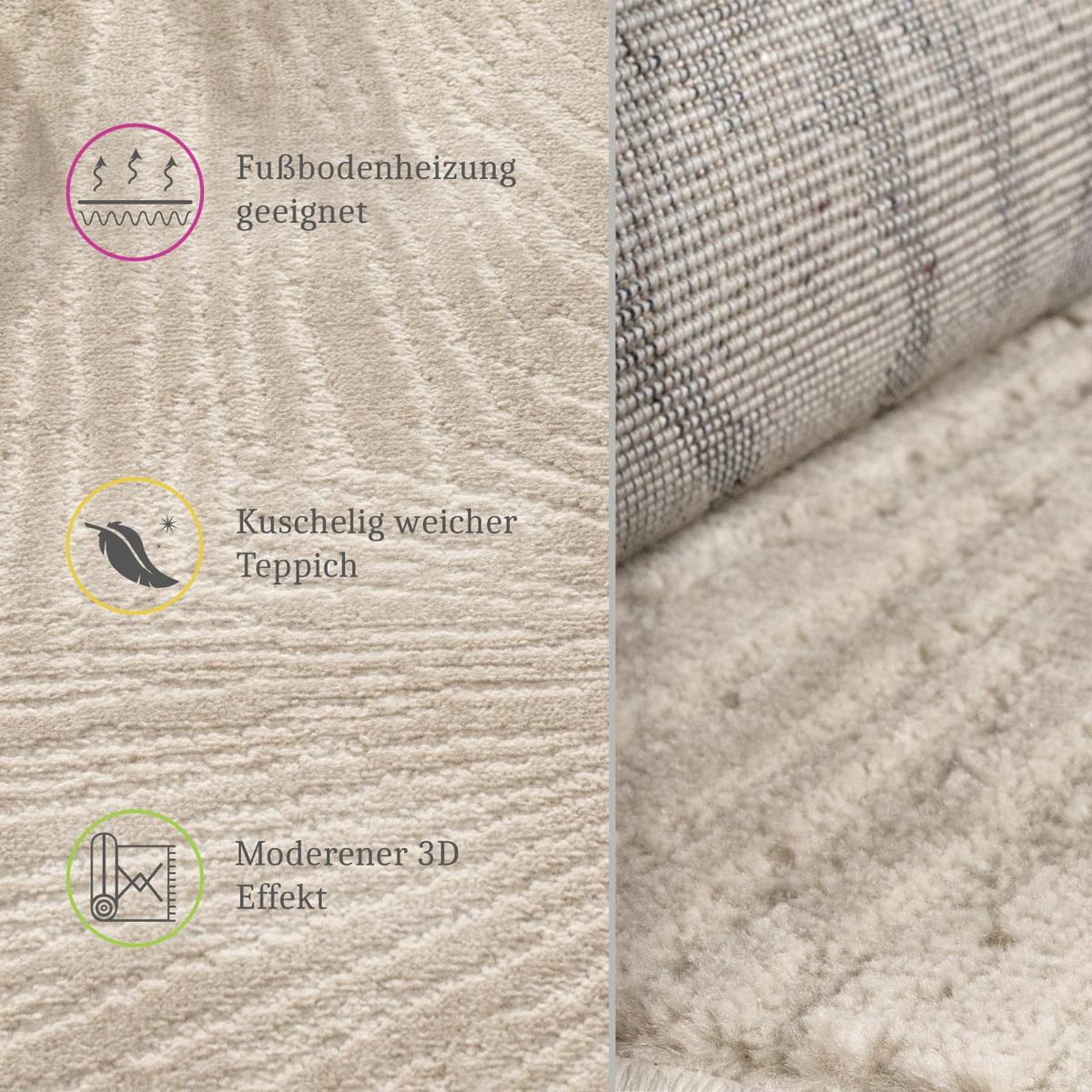 KURZFLORTEPPICH, einfarbig, aus Polypropylen, Florhöhe 9 mm, Beige, 80 x 150 cm - Beige, Textil (150/80cm) - KADIMA DESIGN