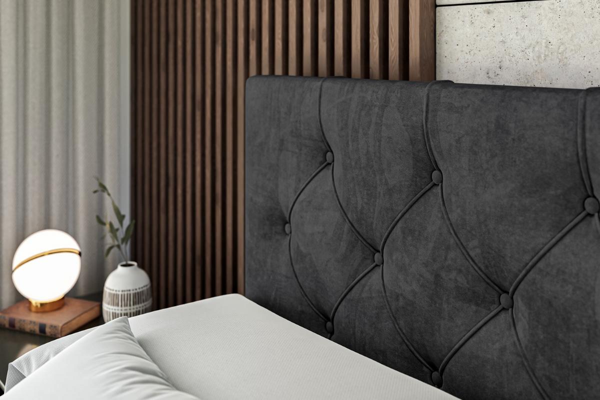 BOXBETT mit Matratze H3 und Lattenrost - MIRAGE - 140x200 Schwarz - Schwarz, Holzwerkstoff (140/200cm) - ALTDECOR