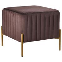 HOCKER Samtstoff Dunkelbraun Utah - Goldfarben/Braun, Textil (47/43/47cm) - Beliani
