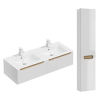 BADMÖBEL 120cm Livia 2er-Set Weiß - Weiß, Holzwerkstoff (120/30/45cm) - Petits-meubles
