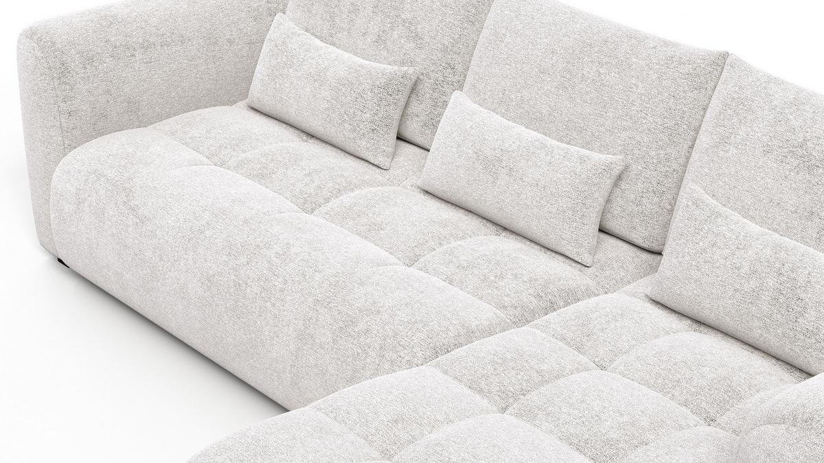 ECKSOFA SORENO 4-Sitzer, ecru - Ecru/Schwarz, Holz/Textil (293/171cm) - Wozimo