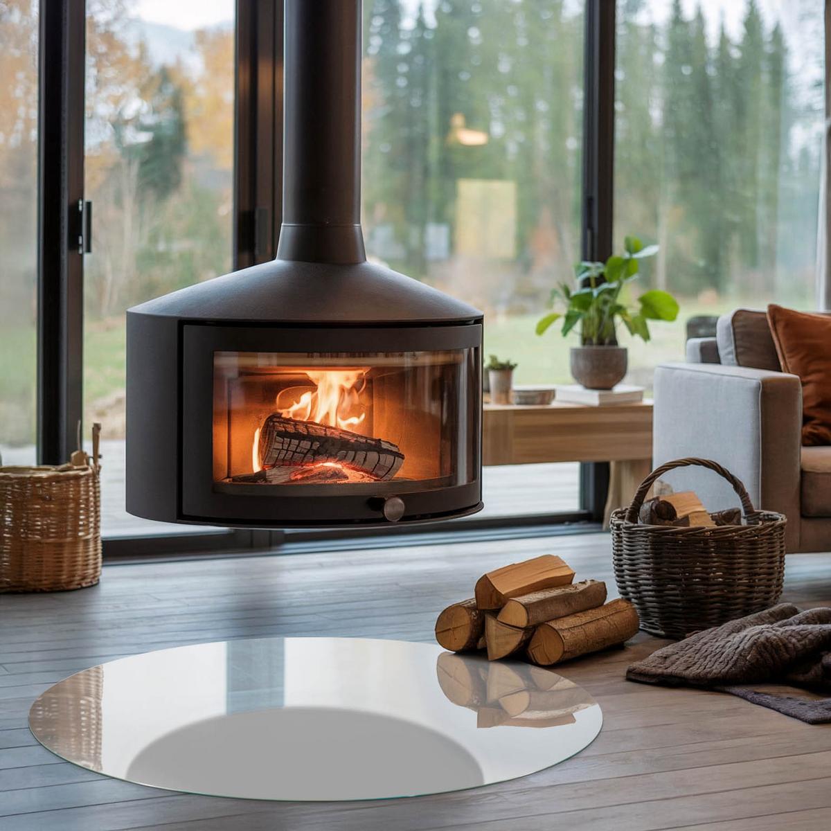 GLASPLATTE für Kamin Ø 100 cm - Grau, Glas (100/100/0.4cm) - TULUP