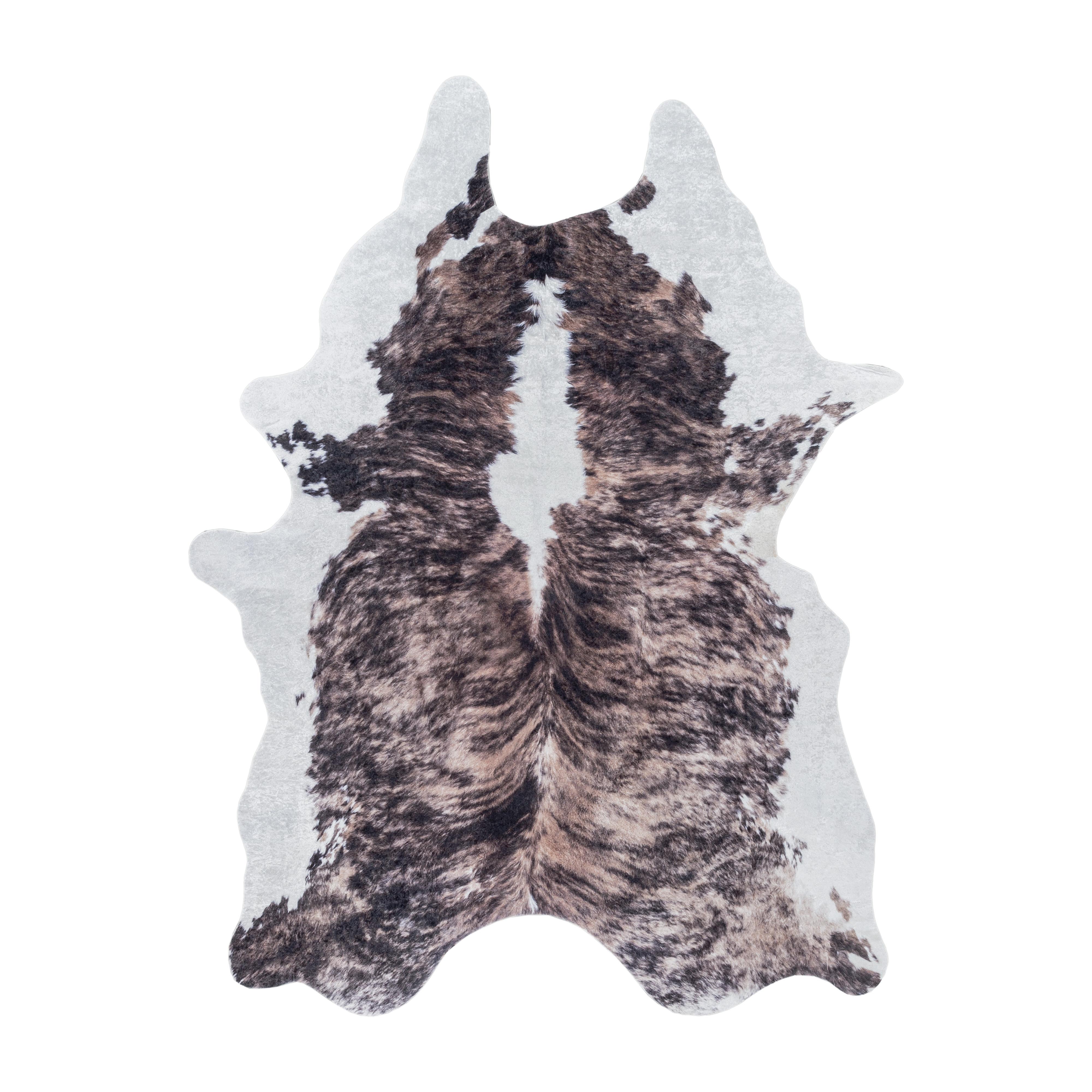 TEPPICH Flachgewebe GASTEIN in Braun, in Rindsleder-Optik, aus Polyester, 100 x 135 cm - Braun, Textil (100/135cm) - KADIMA DESIGN