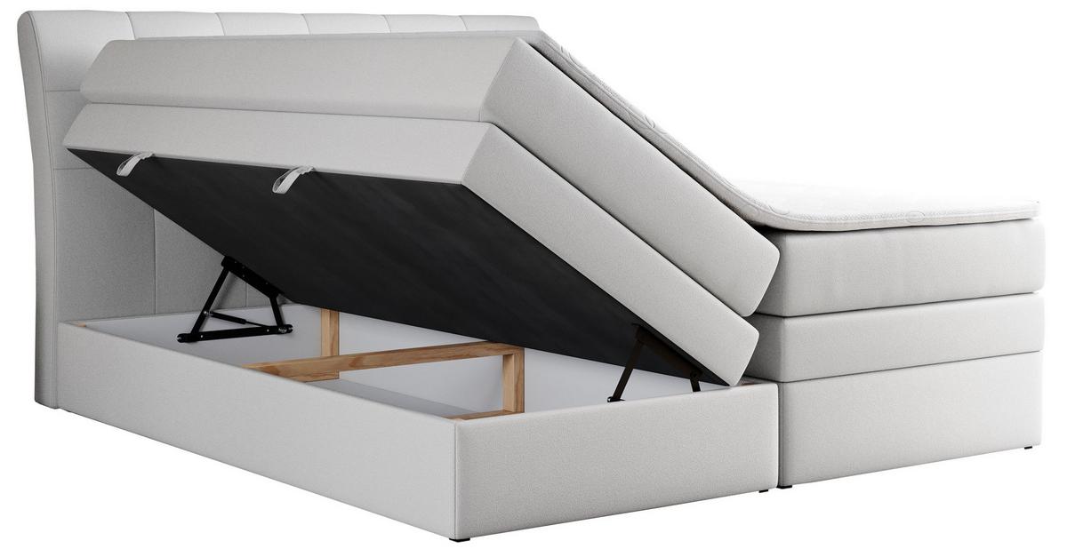 BOXSPRINGBETT GOLD-10 KING 120/200 Weiß Kunstleder - H3 - Weiß, Holz/Textil (120/200cm) - MKS