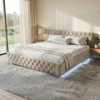 POLSTERBETT Nizza beige 180x200 cm mit Matratze - Beige, Holzwerkstoff (180/200cm) - Juskys