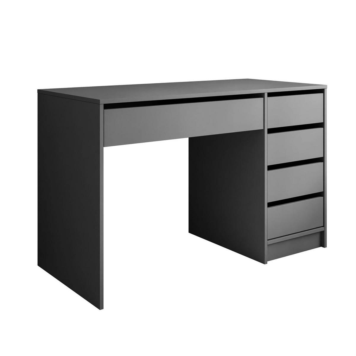 SCHREIBTISCH MADA MAT mit Schubladen - Anthrazit, Holzwerkstoff (55/120/75cm) - Lookway