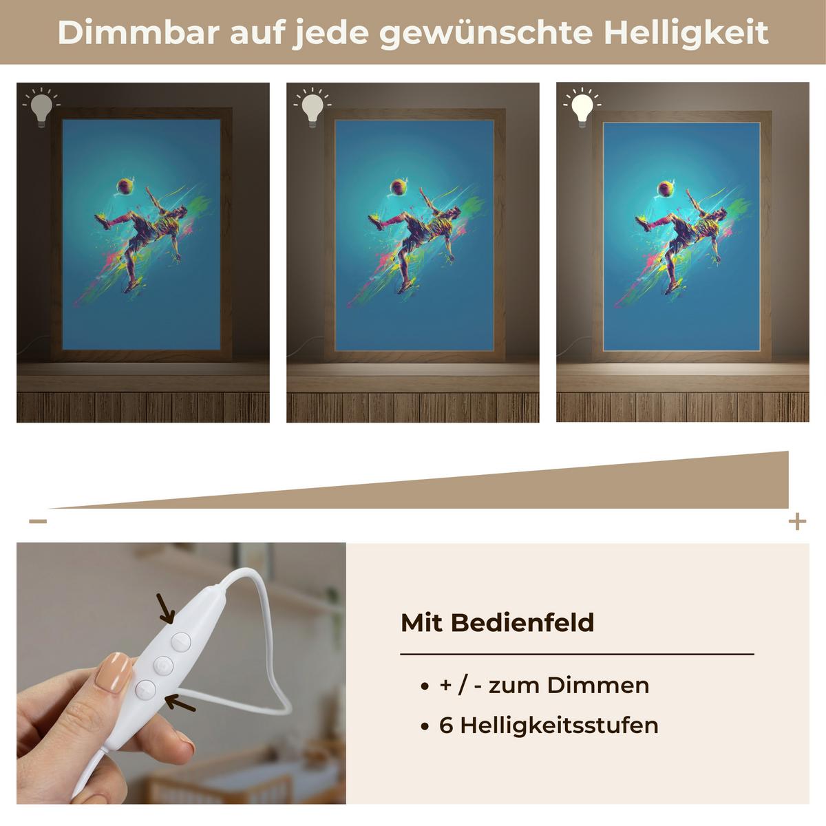 NACHTTISCHLAMPE Fußballer - Farbspritzer - Farbenfroh - Ball 20x30 cm - Blau, Holzwerkstoff (8/20/30cm) - OnlyWow