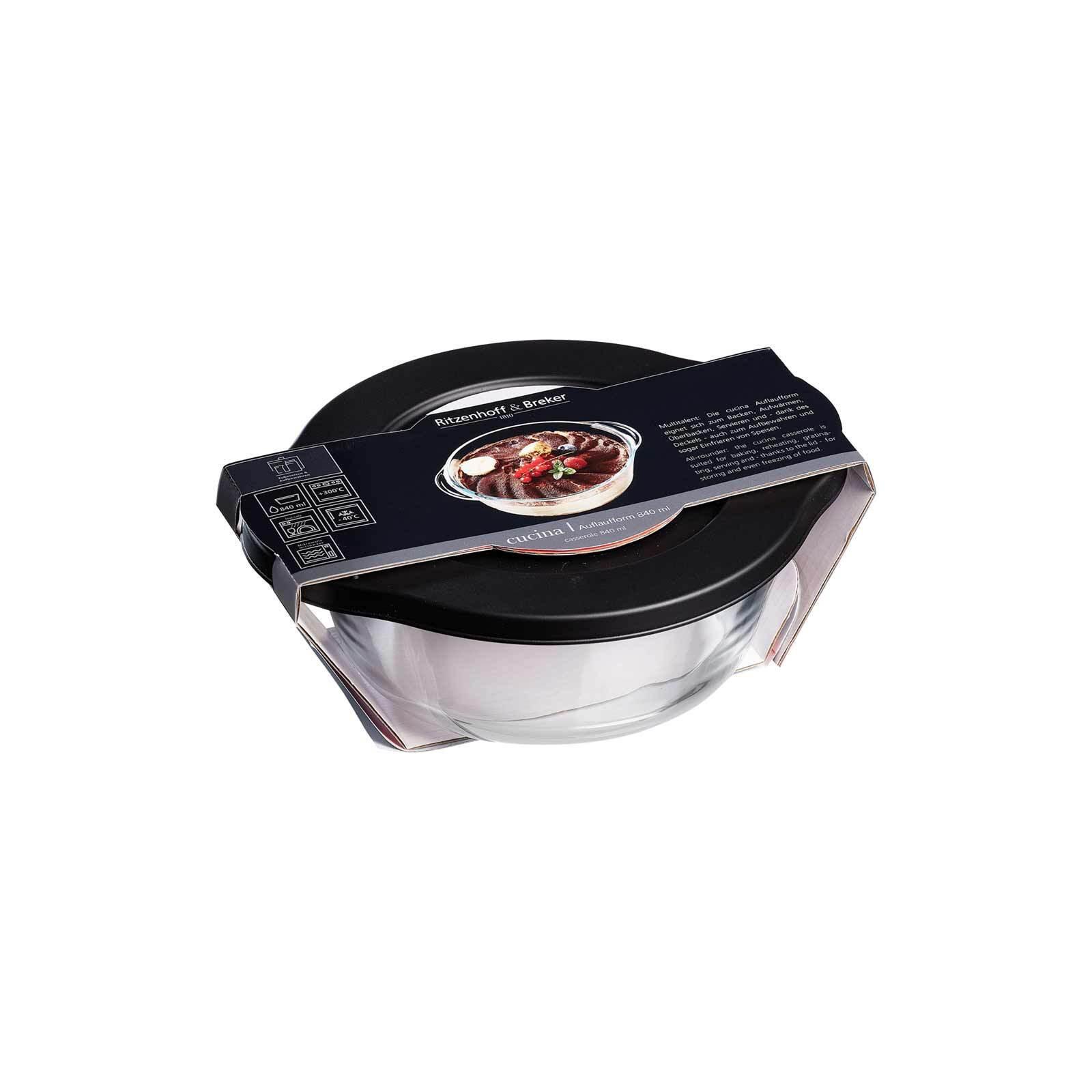 AUFLAUFFORM MIT FRISCHHALTEDECKEL Cucina schwarz 840 ml - Schwarz, Glas (20/16/7cm) - Ritzenhoff Breker