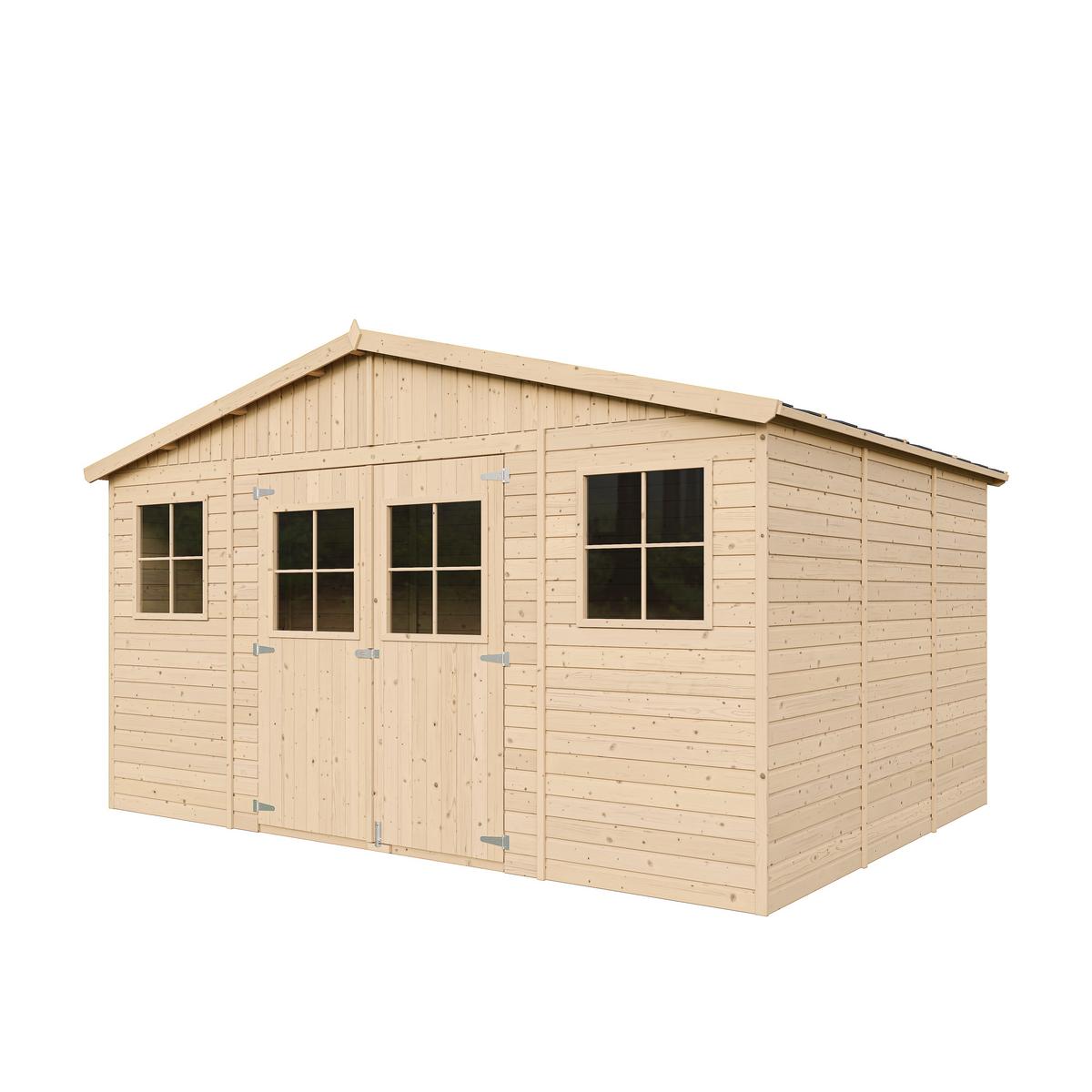 HOLZ-GARTENHAUS mit imprägnierten Boden- H246 x 418 x 320 cm/ 12 m² - Beige, Holz (418/246/320cm) - Timbela