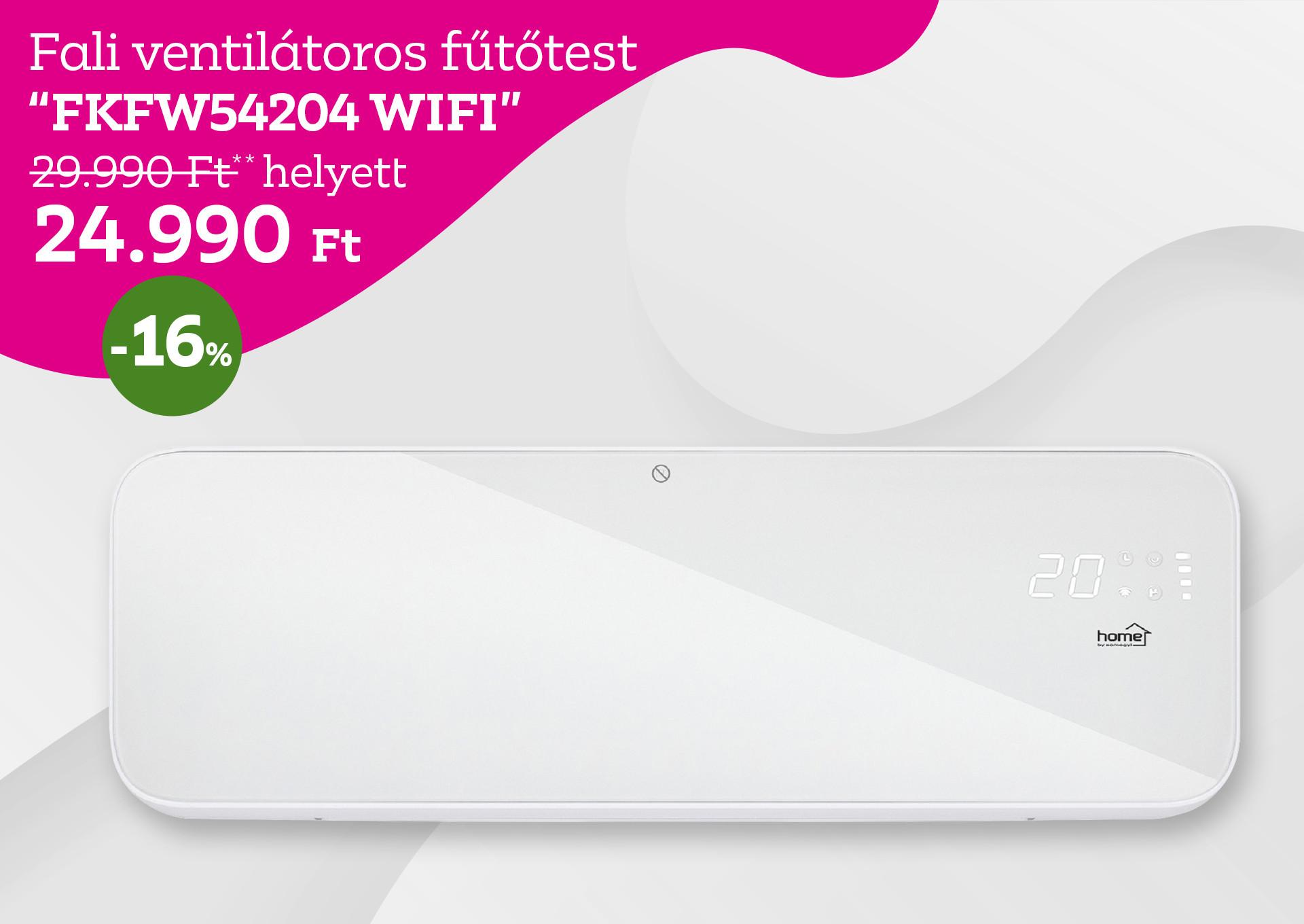 Fali ventilátoros fűtőtest FKFW54204 WIFI 29990 Forint helyett 24990 Forint, kedvezmény mértéke 16%