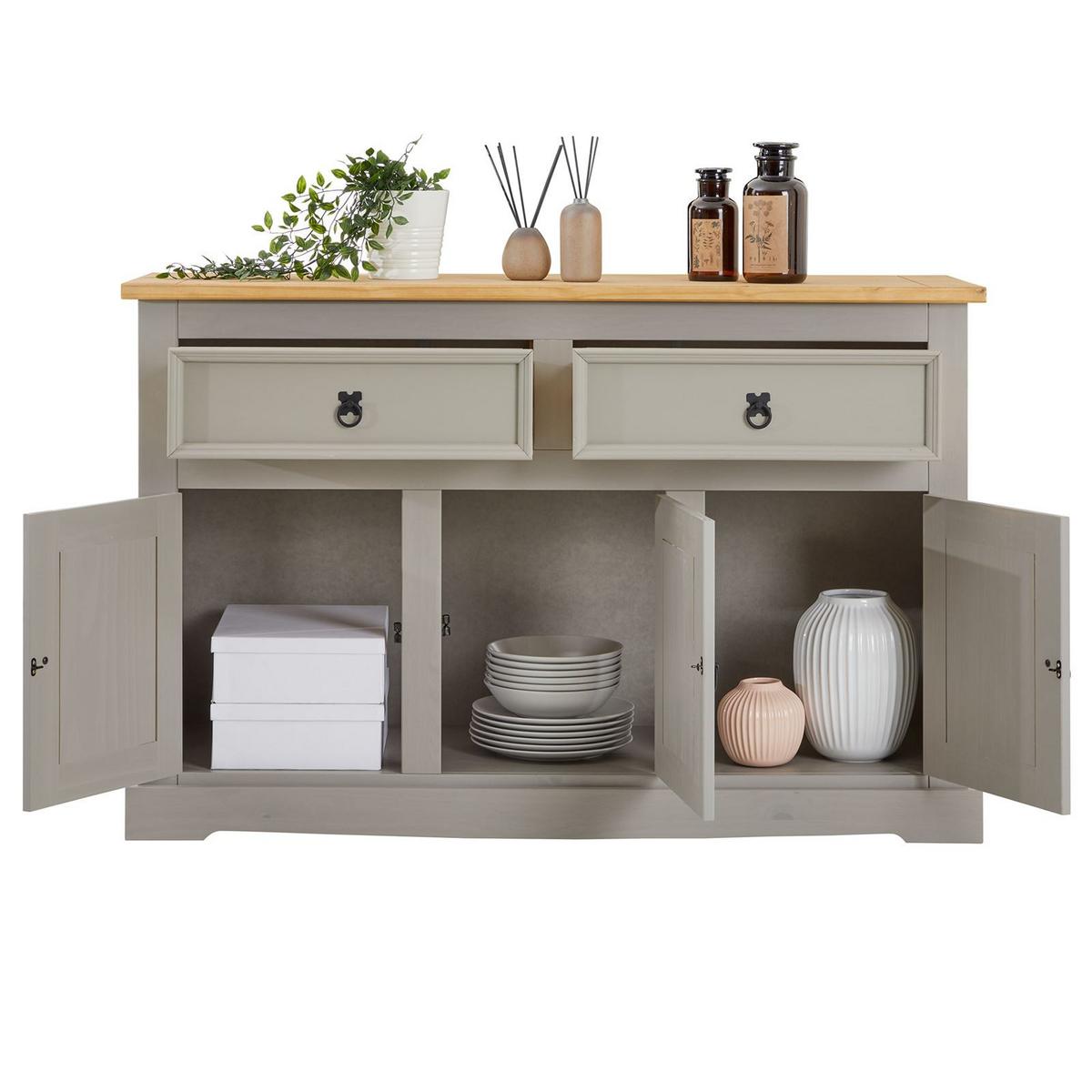 SIDEBOARD TEQUILA grau/braun - Braun/Grau, Holz (133/85/44cm) - IDIMEX