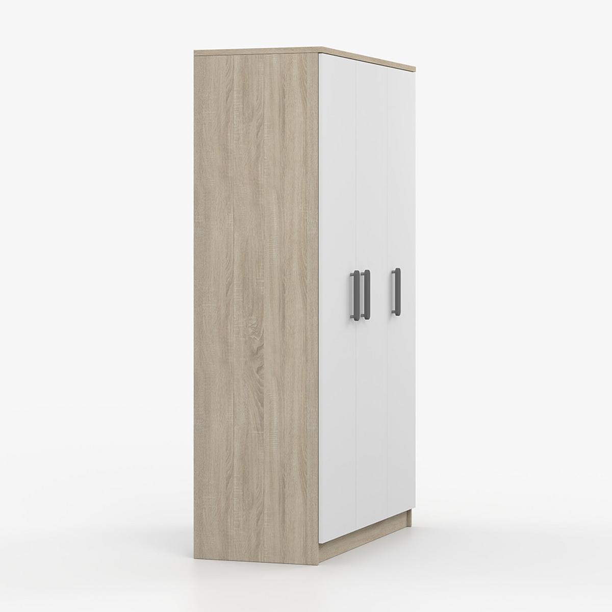 KLEIDERSCHRANK Jonas III 2D 19, 120/192/50, 3-türig, Sonoma-Eiche - Grau/Sonoma Eiche, Holzwerkstoff (120/194/50cm) - imoebel24