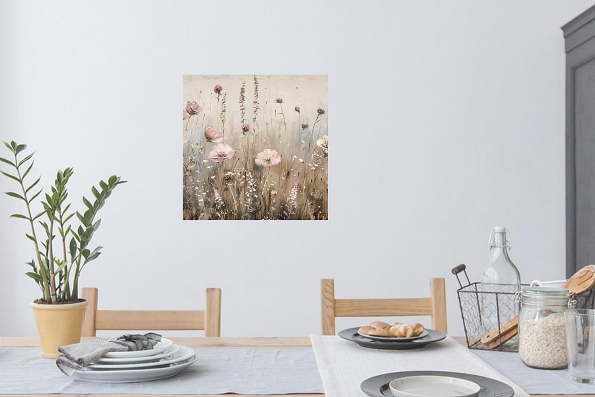 WANDTATTOO Blumen - Rosa - Modern - Beige Wanddeko 50x50 cm - Beige, Kunststoff (50/50/0.1cm) - MuchoWow
